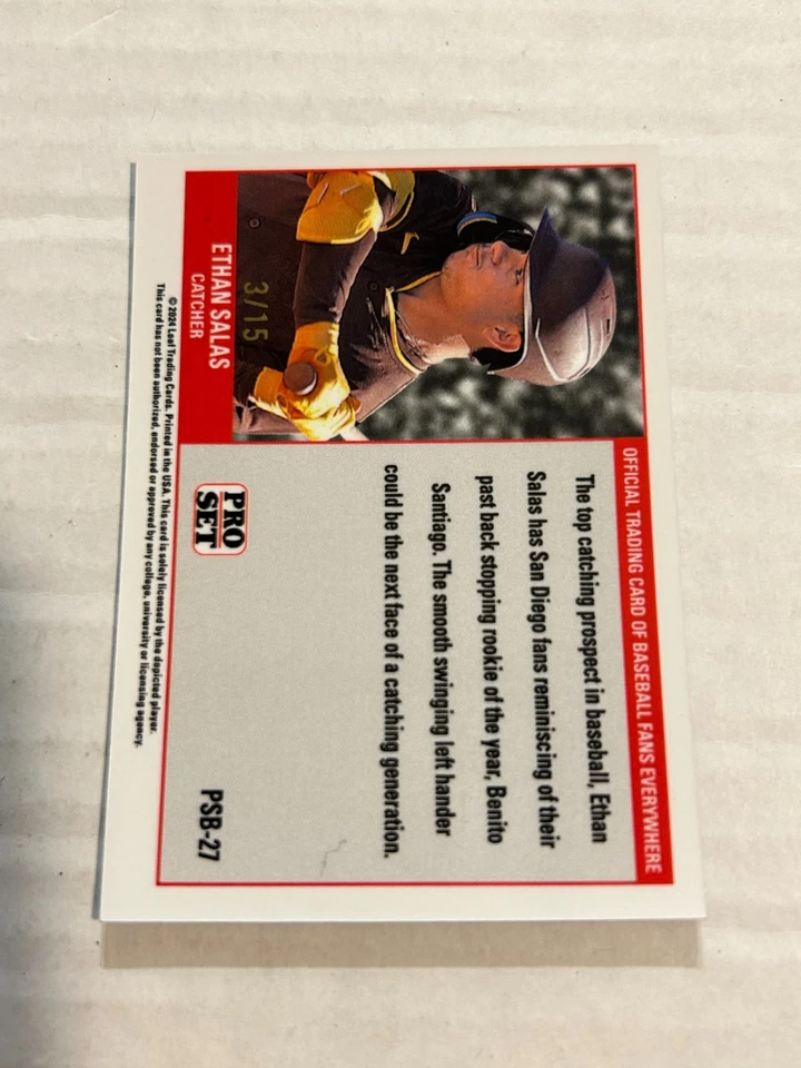 2024 LEAF THE NATIONAL PRO SET METAL ETHAN SALAS 3/15 BLUE PADRES SSP G3 - Image 2 of 2