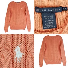 Polo Ralph Lauren Sweater Pullover Women s Size M/L Cable Knit Sherbet Peach