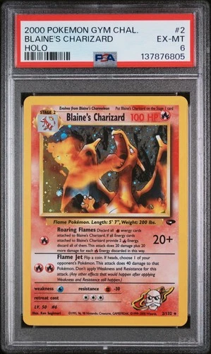 2000 POKEMON GYM CHALLENGE HOLO #2 BLAINE'S CHARIZARD PSA 6