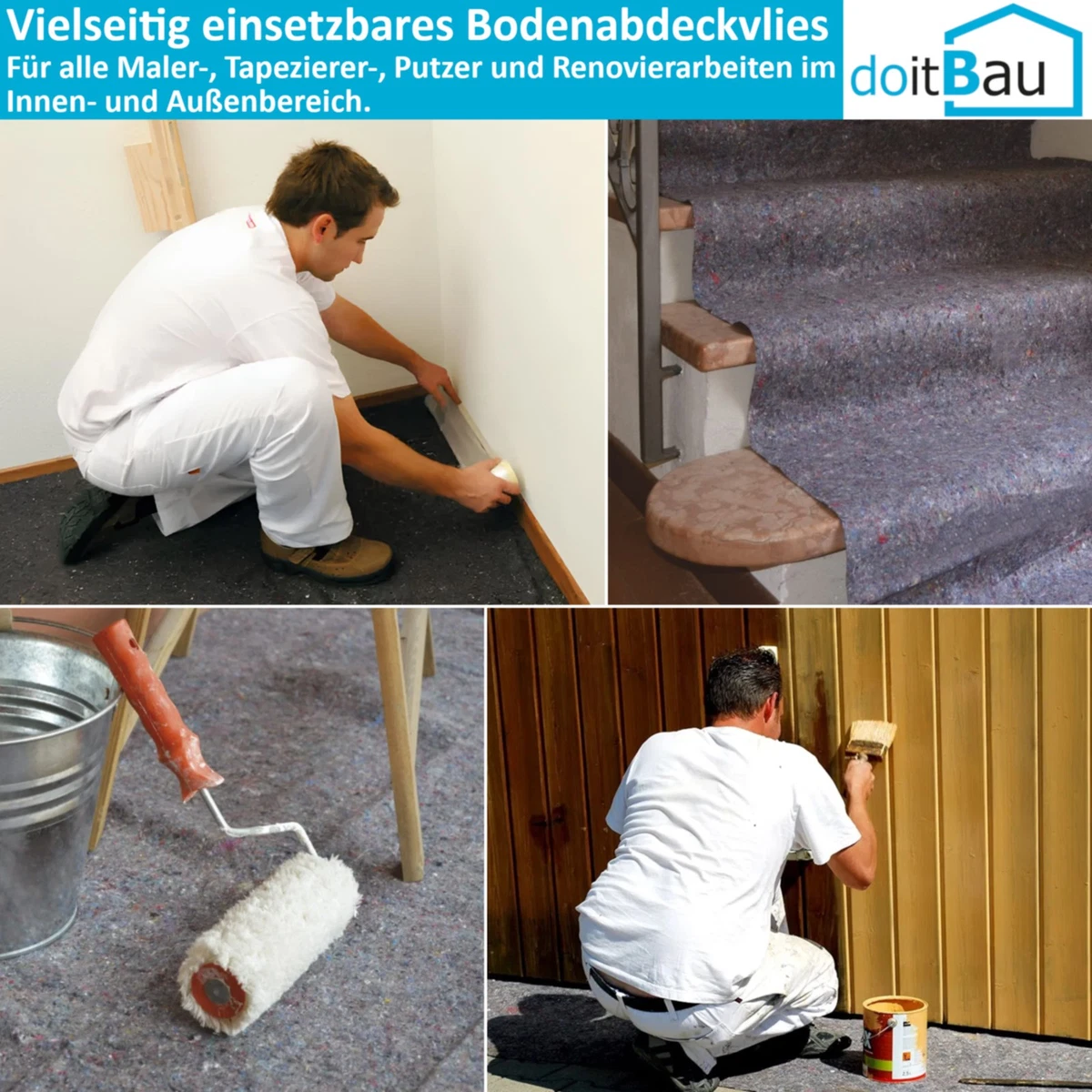 3x 50m² Malervlies 1a Qualität Abdeckvlies Renoviervlies Schutzvlies Vlies Folie