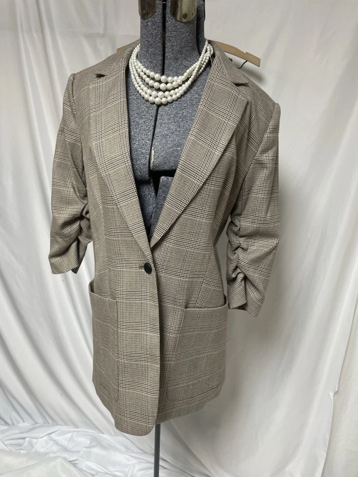 Nuevo Traje Pantalón Calvin Klein Talla 6 Conjunto de Dos Piezas Ajuste Moderno Pata de Gallo Cuadros Foto 3 de 4