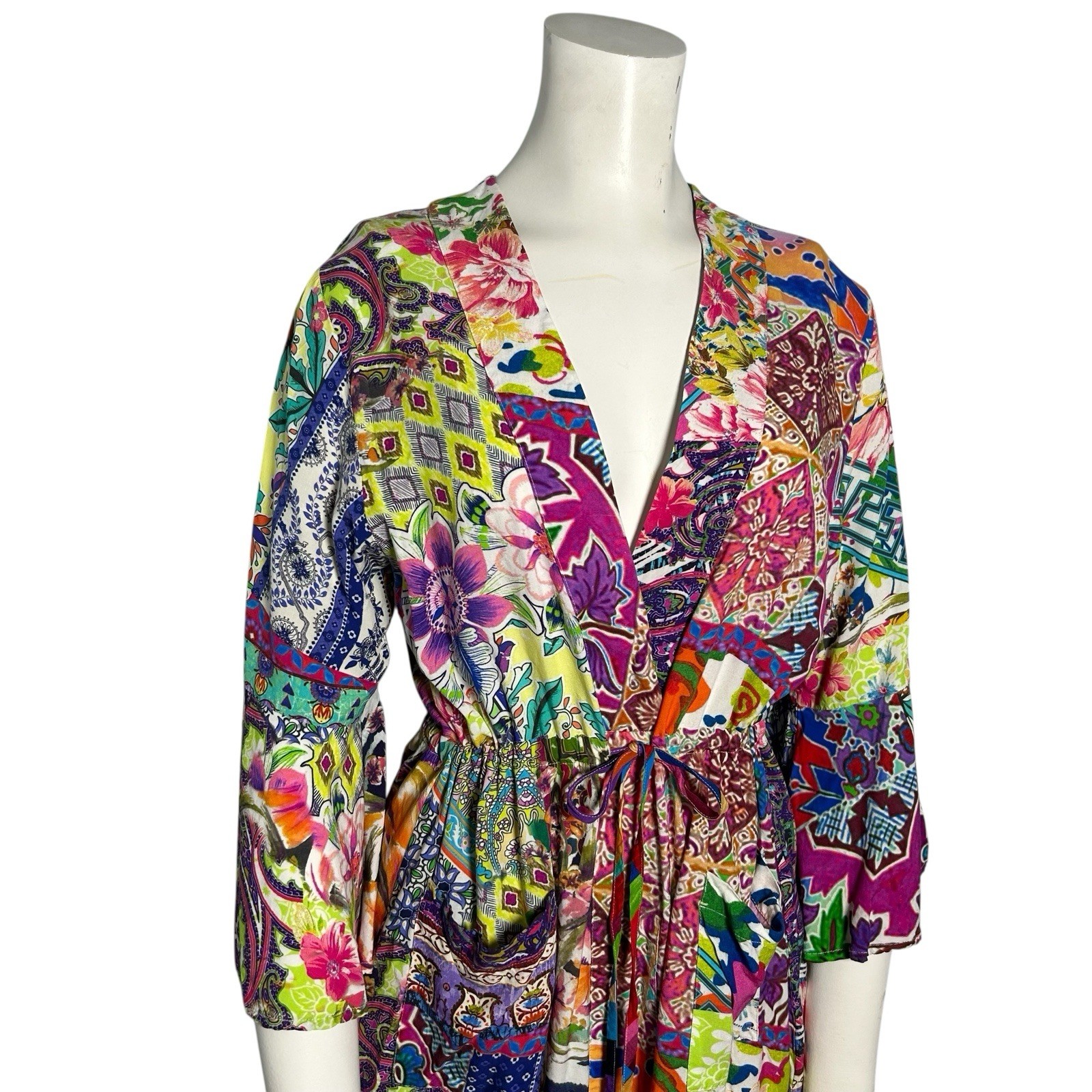 Johnny Was Locita Patchwork Drawstring Mini Dress… - image 2