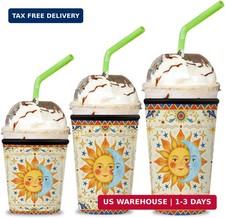 Reusable Insulated Neoprene Iced Coffee Cup Sleeve 3 Pack, Durable Drink Sleeve