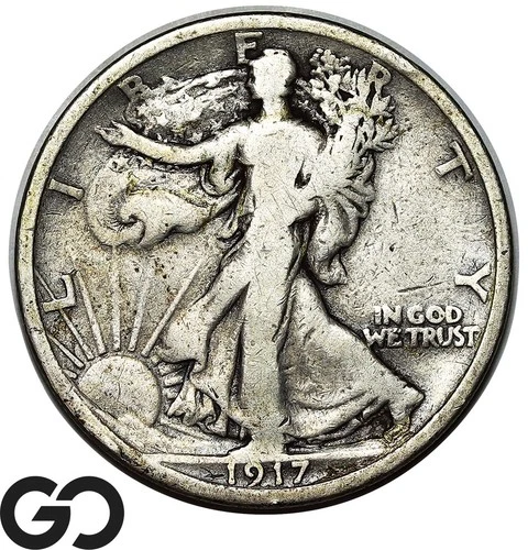1917-D Walking Liberty Half Dollar, Reverse MM, Better Date