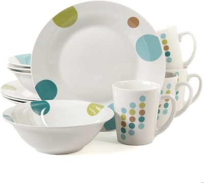 Gibson Home Retro Specks 12 Piece Ceramic Multicolored Dinnerware Set