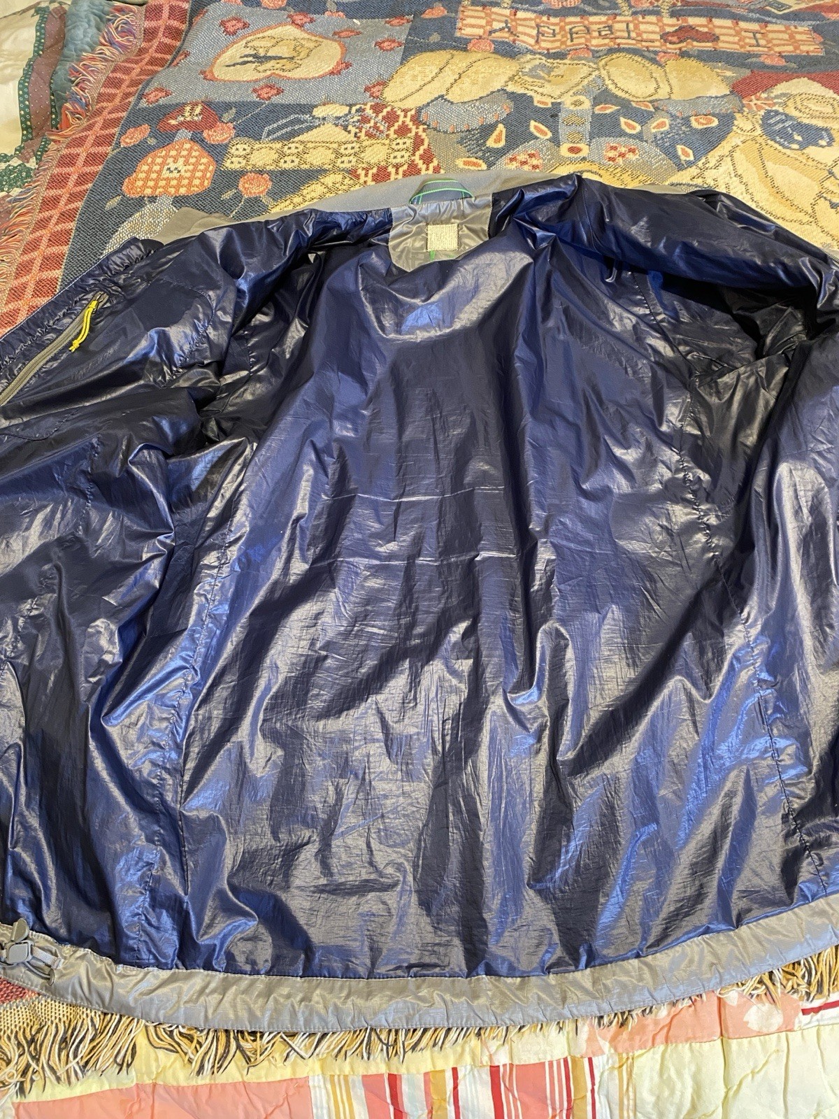 Stio Quilted Jacket L Gray Insulated Full Zip Puffer Outerwear Big D Patch