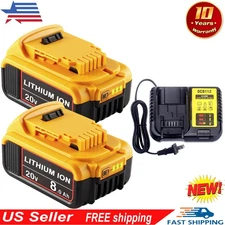2 Pack For DeWalt 20V 20 Volt Max XR 8.0AH Lithium Ion Battery DCB200-2 DCB205-2
