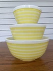 Vintage Pyrex Yellow Stripe Set Of 3 Mixing Bowls 401 402 403 GUC