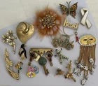 Vintage Estate jewelry Brooches Pin Brooch Mix Metal Lot Gold Tone