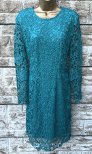 Ladies Studio Jade Green Lined Lace/Embroidered Pencil Style Dress UK 12