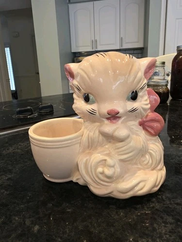 Vintage Hull Pottery #61 Pink Cat Planter USA Mid Century Ceramic