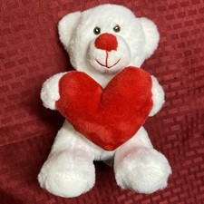    Sweet White Bear Holding Red Heart for Your Loved One. 7" Soft Plush 