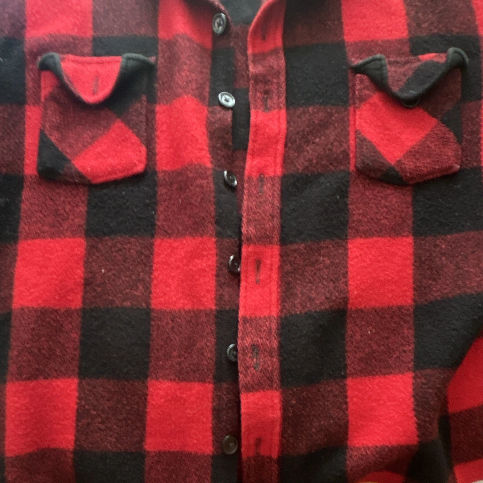 Vintage Woolrich Men's 2XL/3XL Red Black Plaid Shirt Jacket Button Pockets 53 image 2