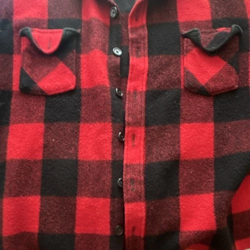 Vintage Woolrich Men's 2XL/3XL Red Black Plaid Shirt Jacket Button Pockets 53 image 2