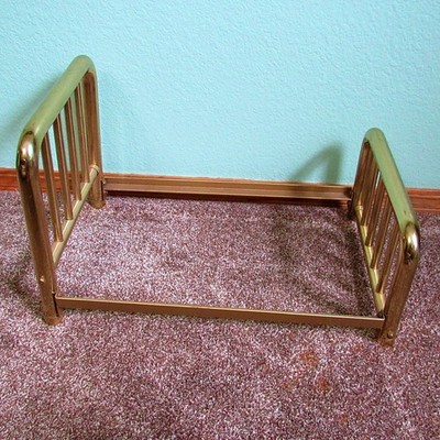 Large Doll Bed Brass Head and Foot Board w/Rails 12'' Tall X 12'' Wide X 20'' Long