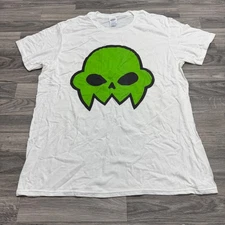 Vintage Y2K Green Alien Skull Graphic T-Shirt XL Delta Apparel 100% Cotton