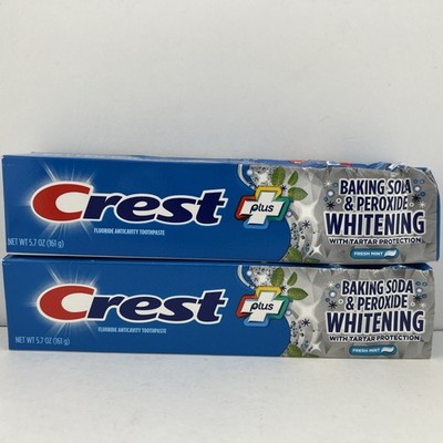 Crest Plus Baking Soda & Peroxide WHITENING Toothpaste, Fresh Mint, 5.7 oz, 2 PK