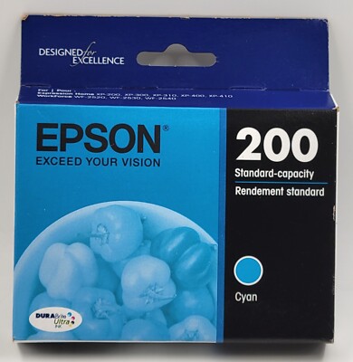 EPSON 200 CYAN STANDARD-CAPACITY INK CARTRIDGES GENUINE 11/2026 NEW SEALED
