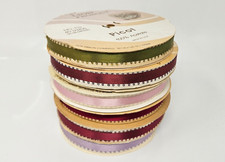 Lot 6 Spools VTG Lion Satin Acetate Craft 3/8" Picot Ribbon Spools Size 1-1/2