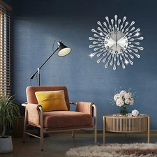 Crystal Wall Clock 19.7 Inch Silent Modern Design for Elegant Home Decor