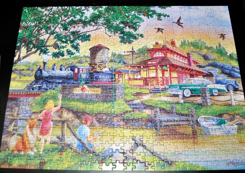 COUNTRY ESCAPES Linen 550 Piece Jigsaw Puzzle by Master Pieces. 24x18 - used - Picture 4 of 4