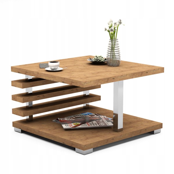 Couchtisch Moderner Beistelltisch Sofatisch Wohnzimmertisch Eichenfarbe 60X31Cm-image