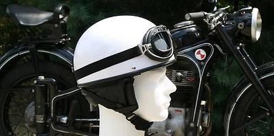 Motorradhelm & Motorradbrille für Oldtimer Weiß L 59-60cm Motorrad Retro Helm - Bild 1 von 4