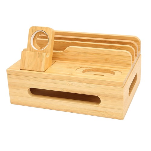 Bamboo Multi Devices Charging Station Charging Dock Stand Rack For Phone Tab SG5 - Zdjęcie 13 z 22
