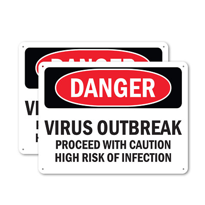 (2 Pack) Virus Outbreak OSHA Notice Sign Decal Metal Plastic