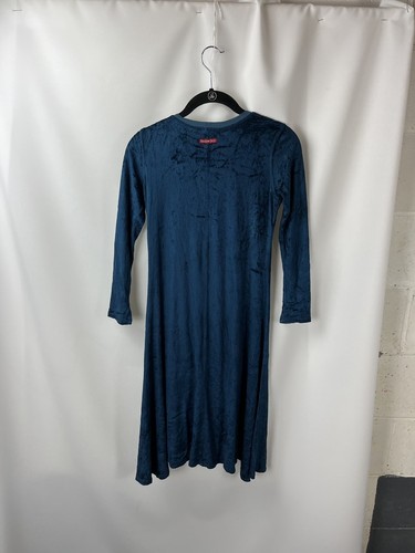 Hard Tail Girls Velour Dress Blue Size 14 Shark bite Hem Long Sleeves - Picture 5 of 6