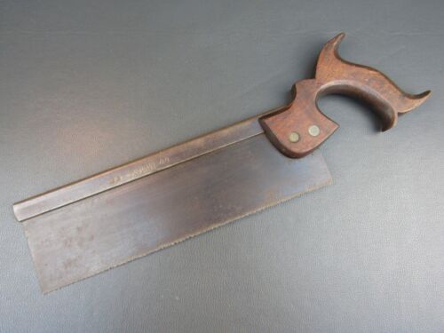 Vintage 12" steel backed tenon saw old tool - Photo 1/6