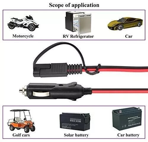 Cigarette Lighter SAE Cable16Awg 12V Cigarette Lighter Male Plug to SAE 2 Pin - Picture 2 of 7