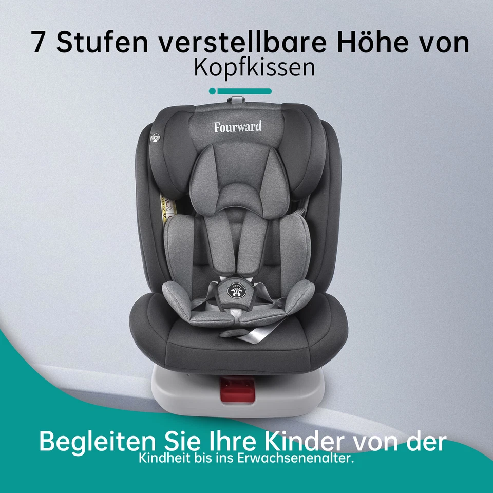 Kinderautositz 360° Drehbar ISOFIX 40-150cm 0-36 kg Vorder-und Rückseite 0-12 - Bild 2 von 4