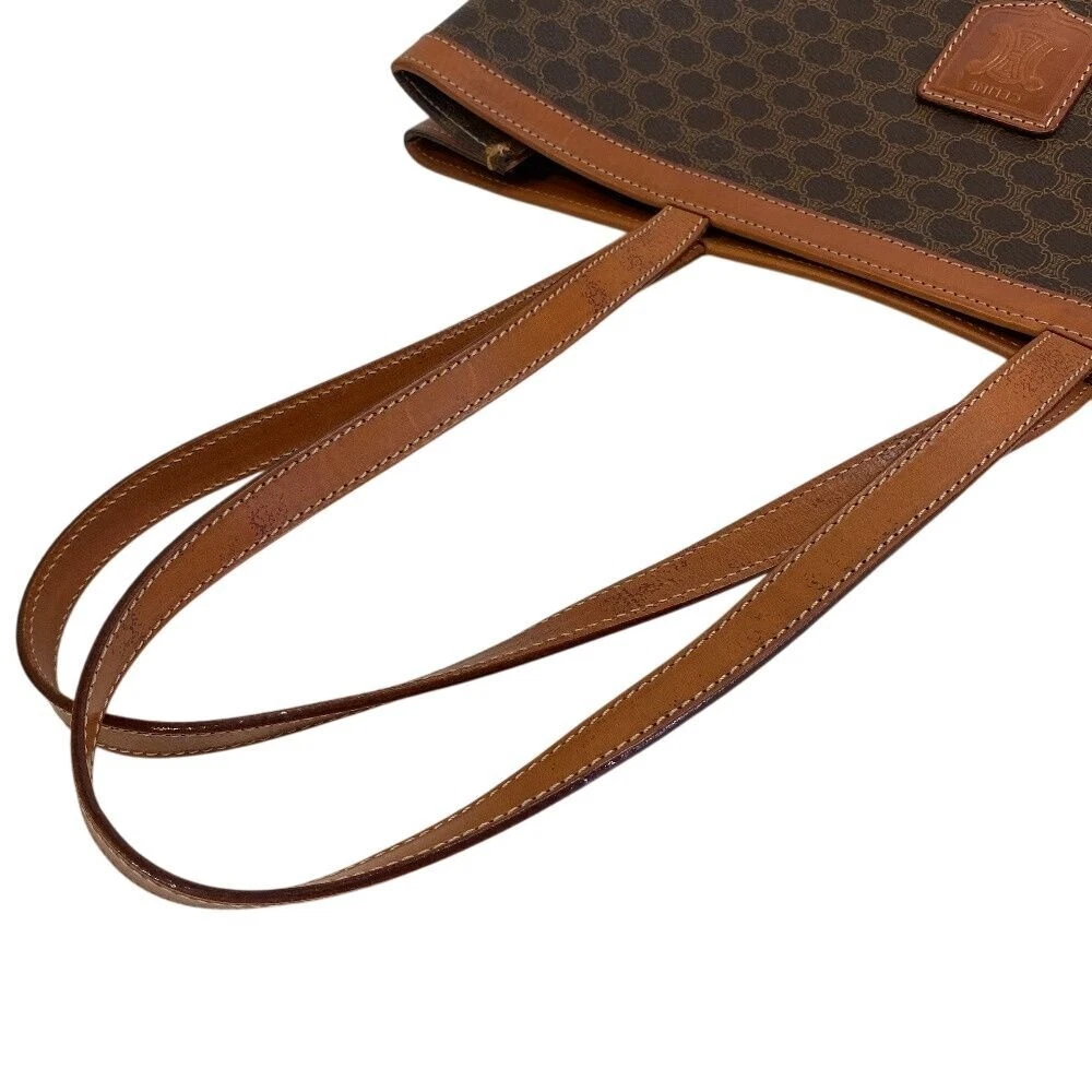 CELINE Tote Bag Borsa a tracolla Macadam PVC Pelle Marrone USATA Autore #S2095