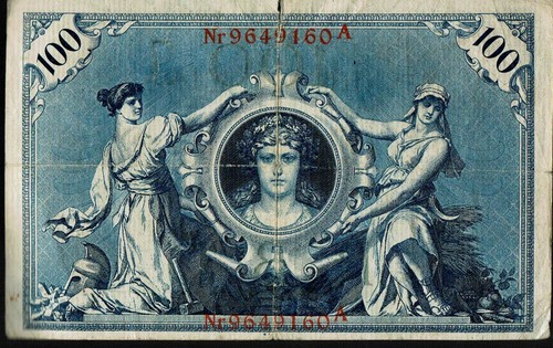 GERMANY BANKNOTE 100 P33a serial # 29 mm 1908 VG - Picture 2 of 2
