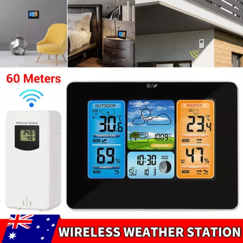 Wireless Digital Weather Station Temperature Barometer Thermometer Rain Gauge - Picture 1 of 12