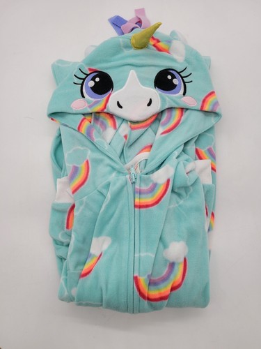NWT Cat & Jack Girl Unicorn Rainbow hooded blanket sleeper Large Zip Halloween