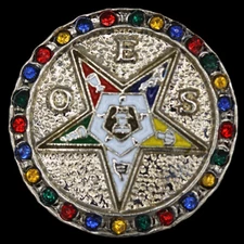 OES Single Snap Button With Crystals - Shield - Eastern Star