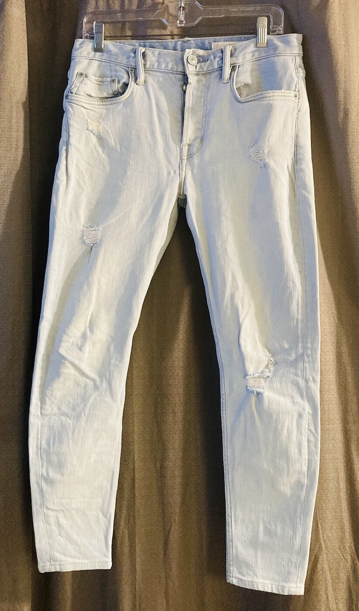 cigarette skinny fit stretch denim jeans AllSAINTS DIstressed Light Wash W30/L28 The model is wearing a size small Cigarette Skinny Fit Denim Jeans