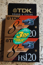 Blank 8mm Camcorder Cassette Tapes TDK HS120 - 2 Pack NEW SEALED 