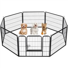 Metal Dog Playpen 24" Foldable Pet Cat Fence Metal Exercise Pen for RV/Camping