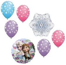 FROZEN Disney Anna Elsa Snowflake 7 Party Decoration Mylar & Latex Balloons Set