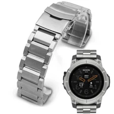 Silver Metal Steel Replacement Watch Band Fits Nixon Mission Smartwatch SS #5003