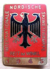 GERMANY -INTERNATIONAL NORDIC SKI CHAMPIONSHIP  1965 GREAT ENAMEL BADGE. 25x35mm
