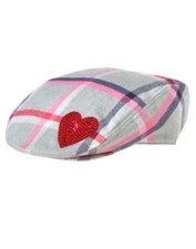 GYMBOREE BRIGHTEST IN CLASS GRAY PLAID N HEART DRESSY CAP HAT 3 4 5 7 8 9 NWT