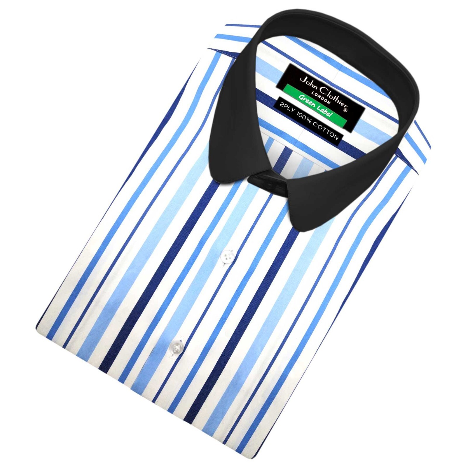 Peaky Blinders Blue Stand Stripe Penny Round Club Collar Dress Shirt