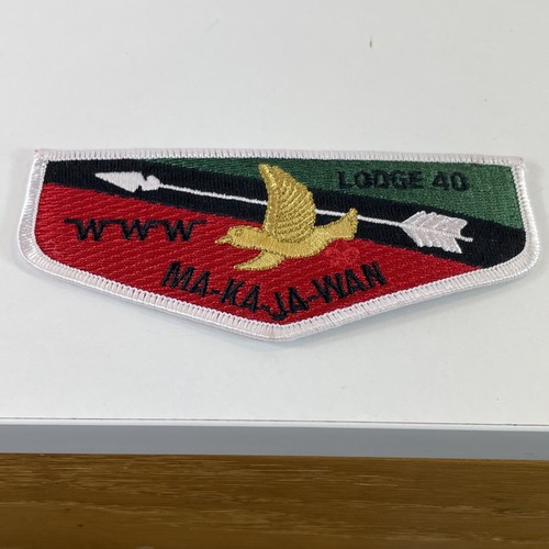 Boy Scout OA flap patch Ma-Ka-Ja-Wan Lodge 40 Rare Beautiful Green Black Red - Picture 2 of 14
