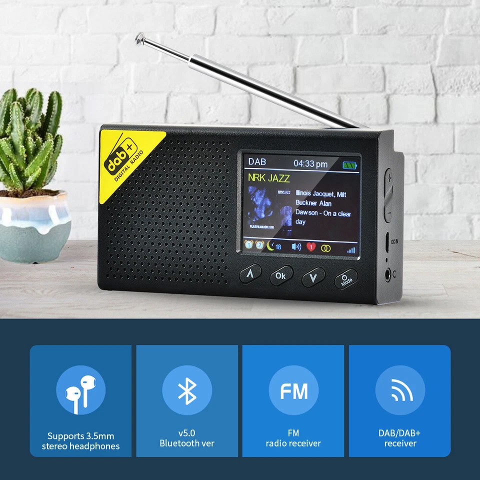 2,4" Tragbares DAB DAB+ Digitalradio FM Wiederaufladbar Bluetooth Musik Player LCD - Bild 1 von 4