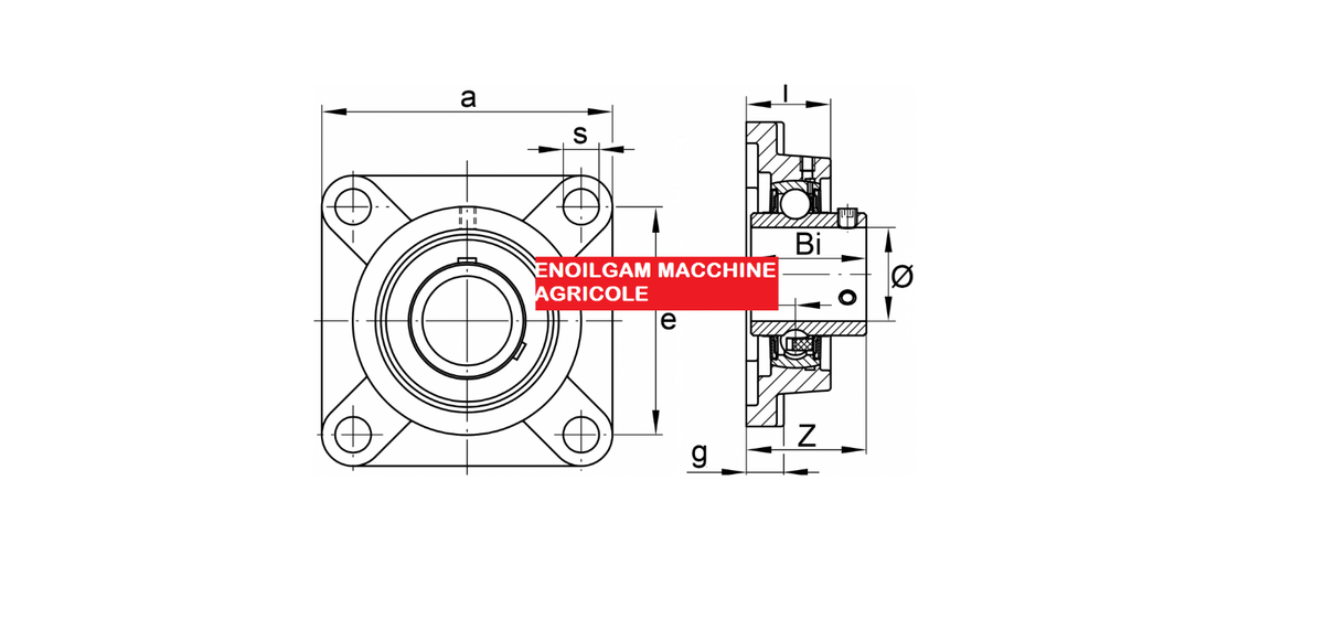 Supporto Cuscinetto UCF 207 In Ghisa Con Flangia Quadra Autoallineante - Per Alberi 35 Mm - Foto 5