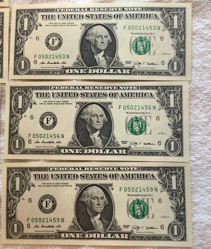 Lot Of 10 Uncirculated 2009 One Dollar Bills, Consecutive Serial Numbers - Picture 2 of 6